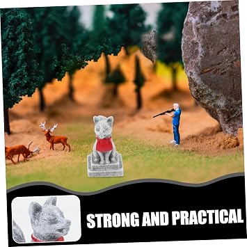 MERRYHAPY Miniature Japanese Fox Figurine Inari Shrine Ornament 2-Pack Garden Landscape Resin Decor 1.77In Micro Bonsai Craft Accessories