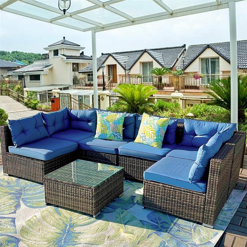 Set Giardino 4 Posti Shally Dogan - Divano 2 Posti + 2 Poltrone + Tavolo Vetro, Rattan Nero - Foto 4