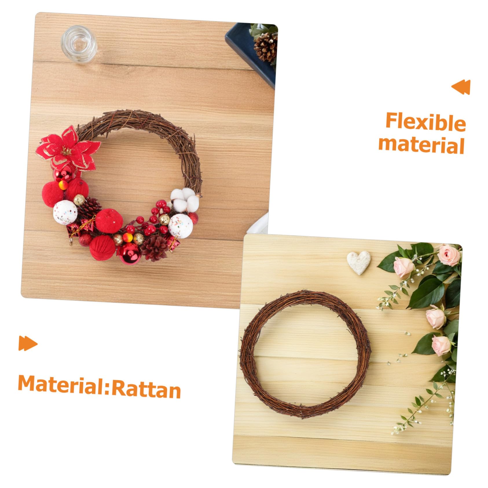 Generic 8 Sztuk Pierścień Circle Rama w wieniec kwiatowych Brown