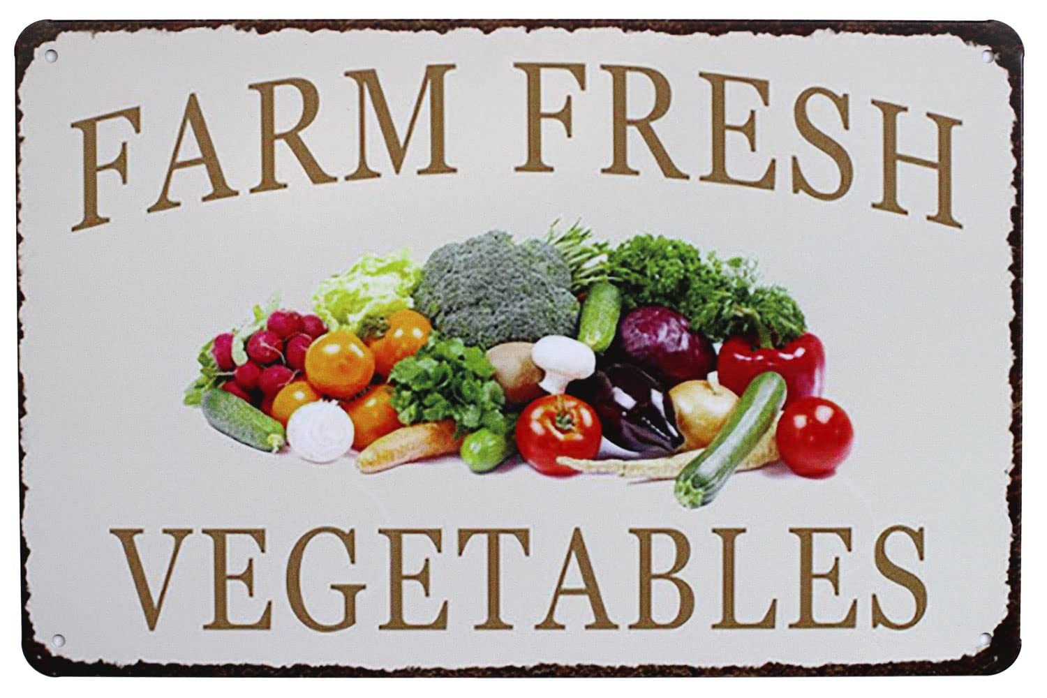 Farm Fresh Vegetables Vintage Tin Metal Sign Home Wall Plaque Decor