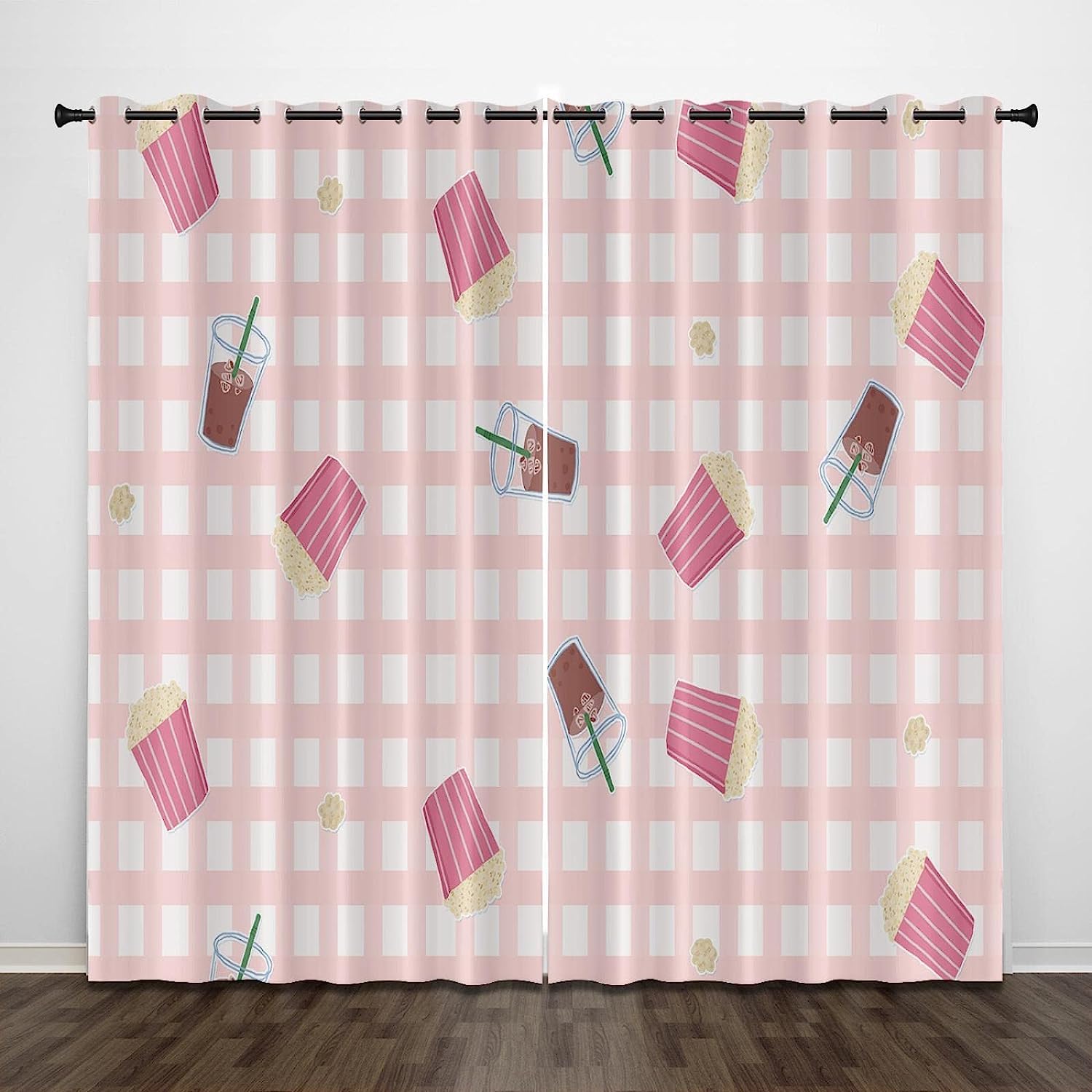 Cortinas Habitacion Niño con Ojales 3D 300 X 280 Cm Puntos De Bebida Rosa Cortinas Opacas Termicas Aislantes Frio Y Calor 2 Piezas para Dormitorio Salon Hogar Decoración, Cortinas para El -4J7Q-R8C