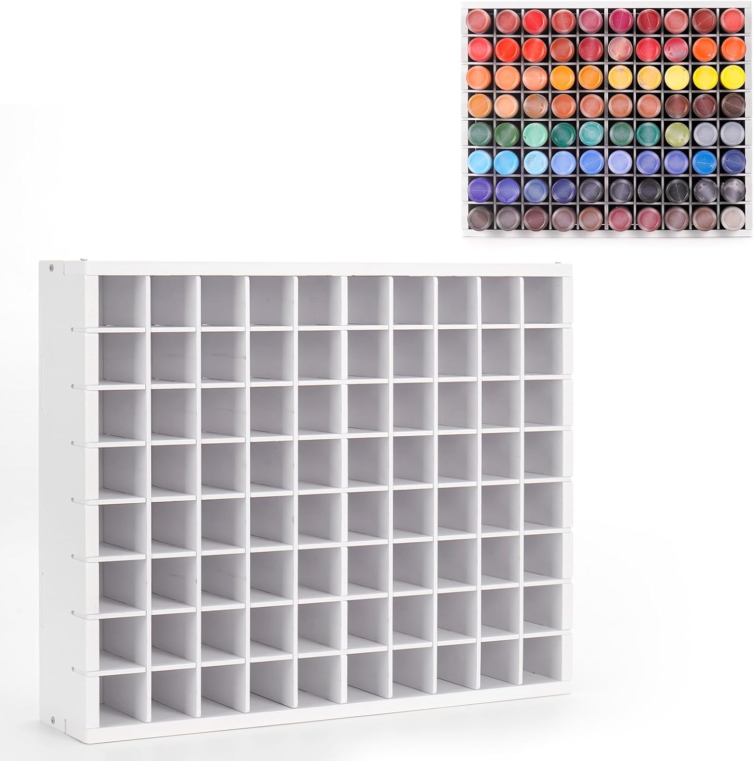 80 Grids Paint Organizer Storage Rack, Wall-mountable Craft Paints Holder, Paint Bottle Organizer Rack Stand for 2 oz Acrylic Craft Paints