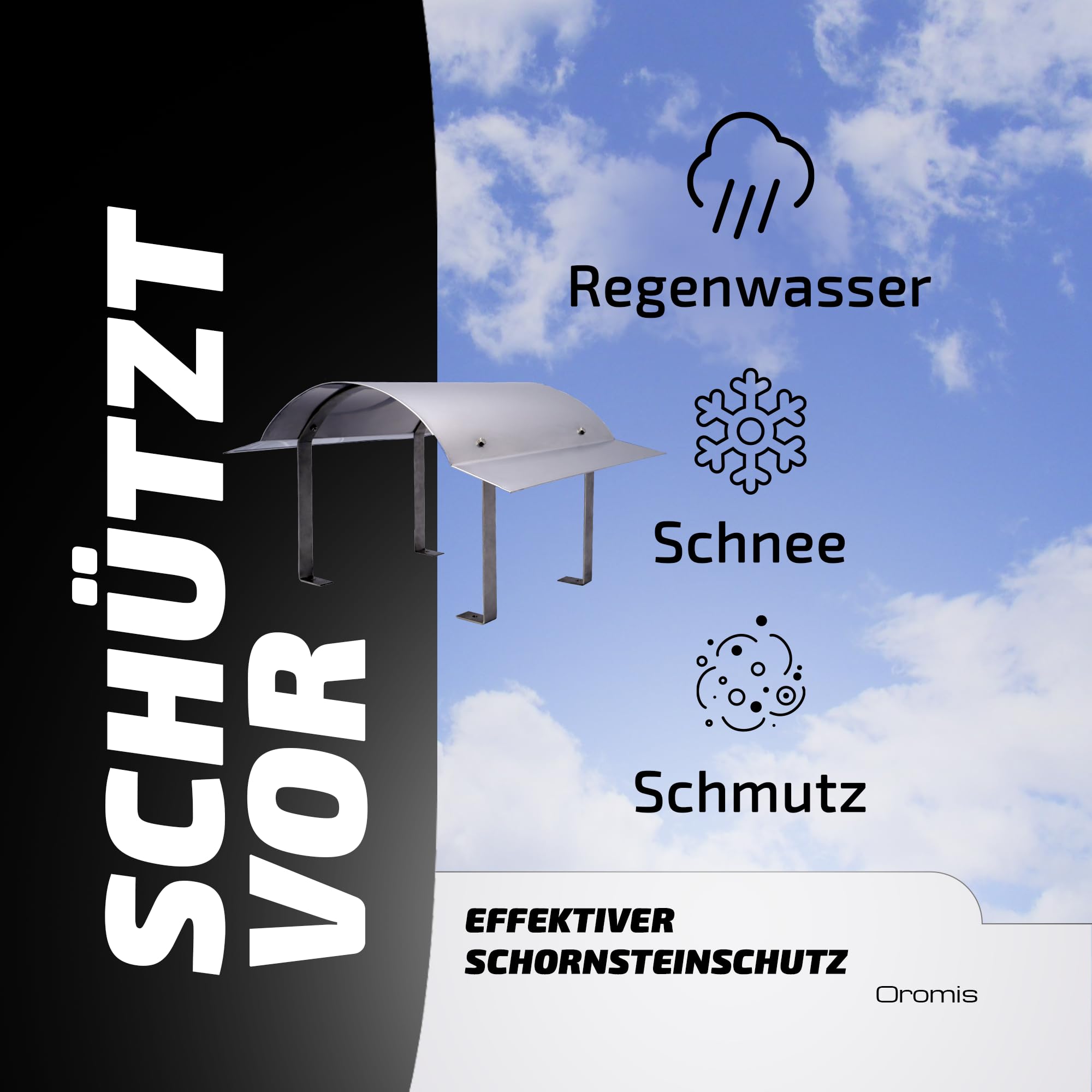 Oromis Edelstahl Schornsteinabdeckung Napoleon 0,6 mm | Kaminabdeckung Edelstahl zur Vermeidung von Leckagen im Schornstein | Regenhaube Schornstein zur Verlängerung seiner Lebensdauer