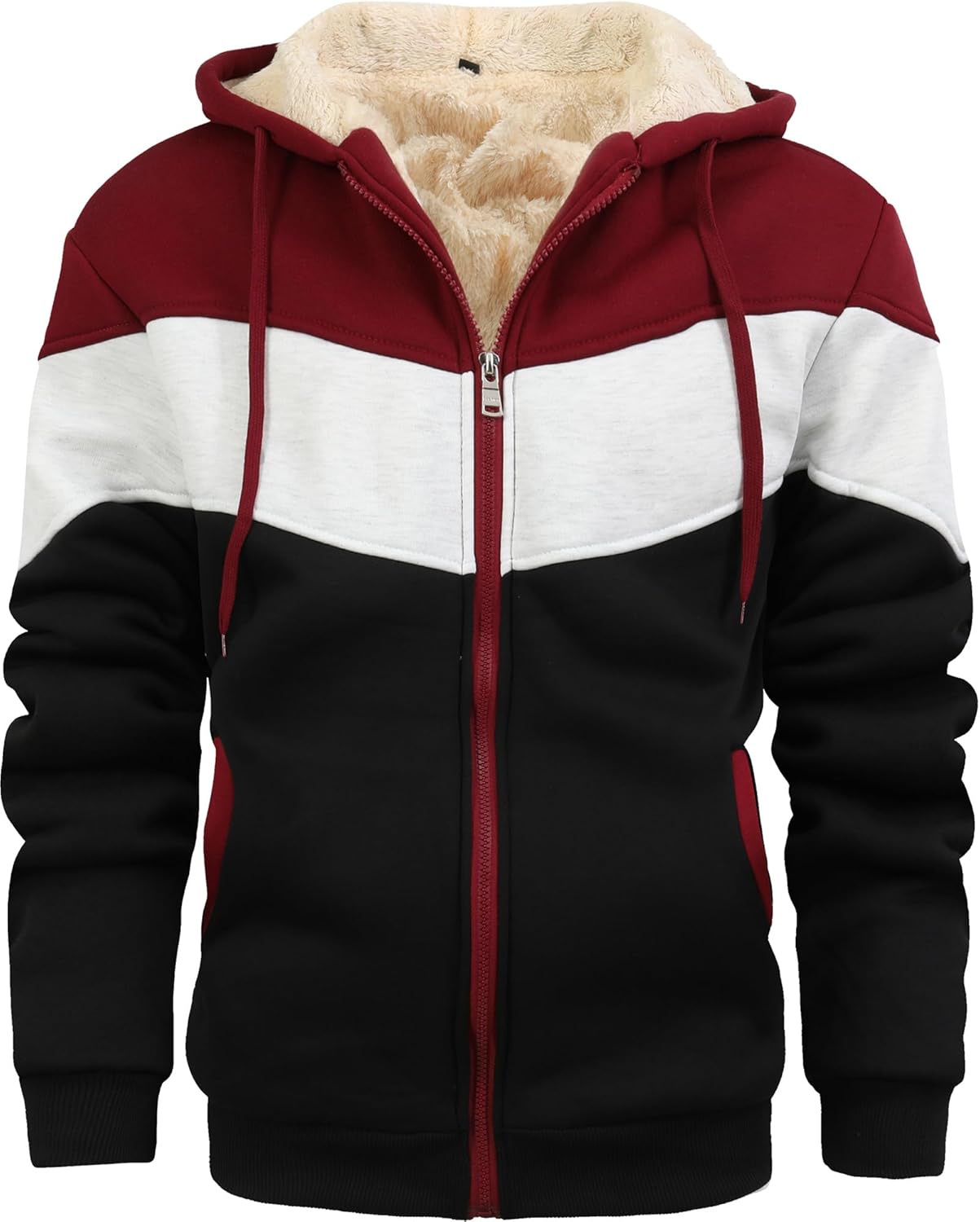 Men's Winter Fleece Thermal Jackets for Men Sherpa Lined Hoodies Warm Thick Jacket Outerwear