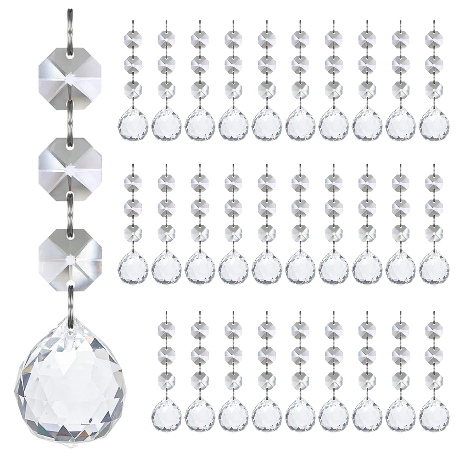 Ajtutus Acrylic Ball Set 30Pcs Acrylic Christmas Ice Sticks Snowflake Teardrop Ball Ornament Clear Shatterproof Holiday Tree Decorations Snowflake Ice Sticks Christmas Decorations