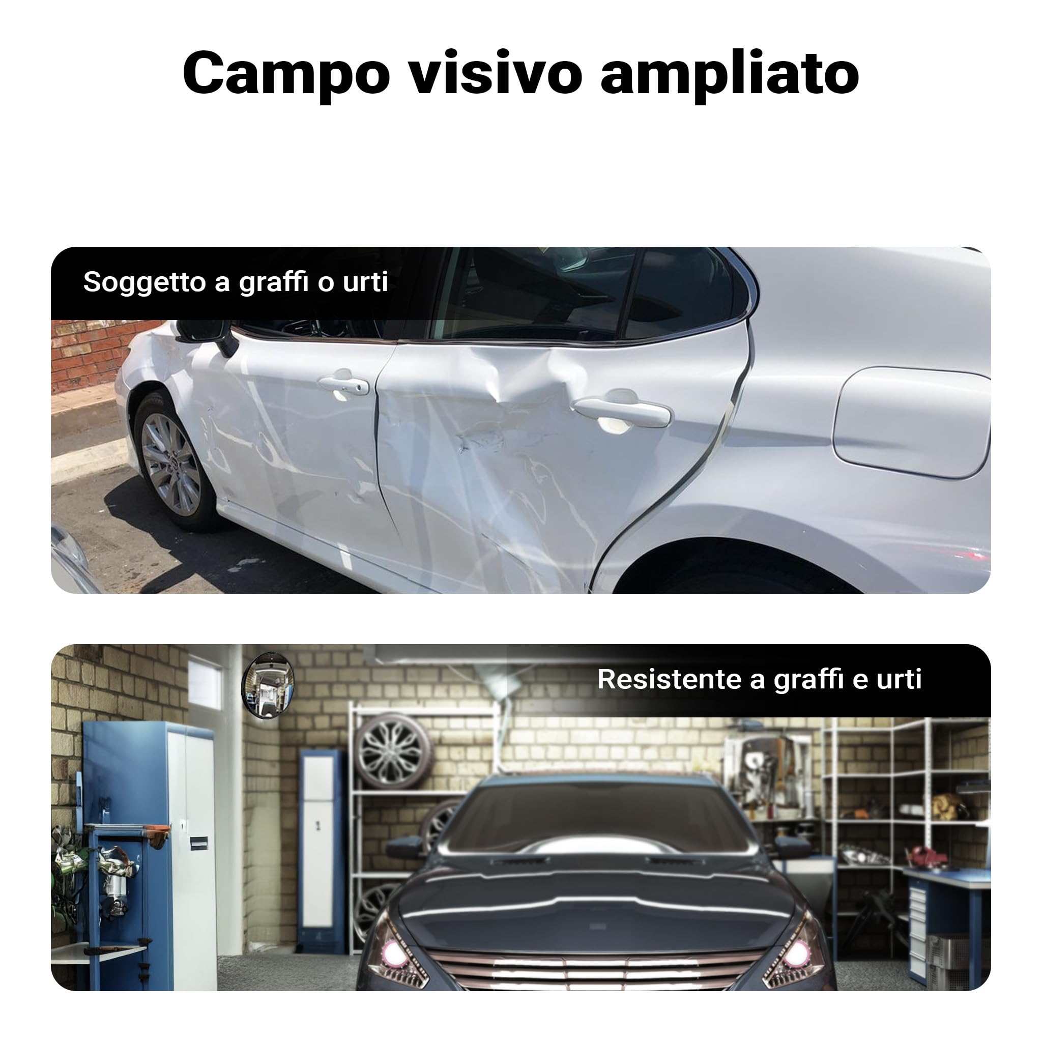 Wiltec Specchio di sicurezza 80 cm convesso nero, dispositivo di sicurezza con forma rotonda e campo visivo di 130°, specchio convesso per interni