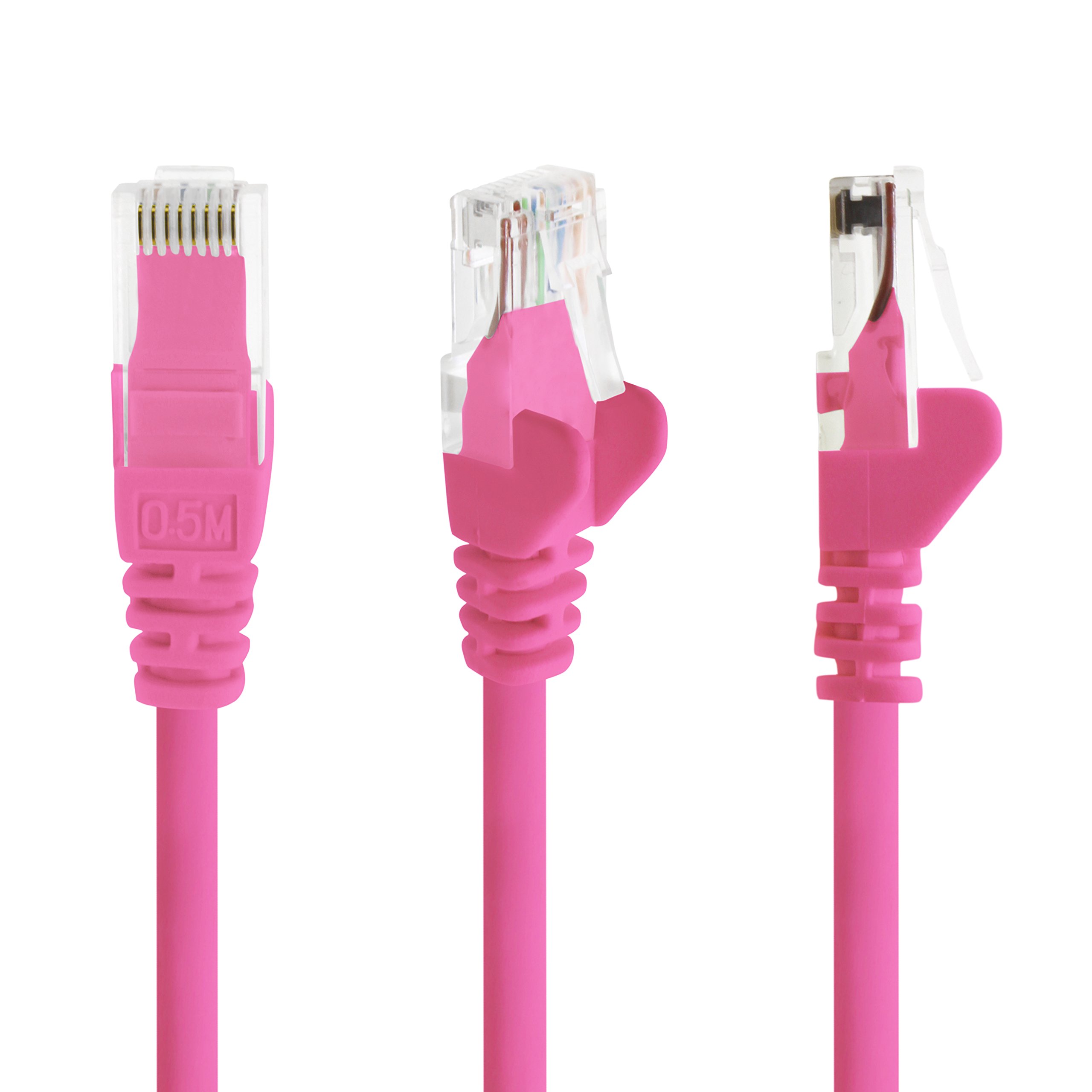 1attack, cavo di rete patch UTP Cat6, con 2 connettori RJ45, confezione da 5 pezzi Magenta - 5 pieces 3 m