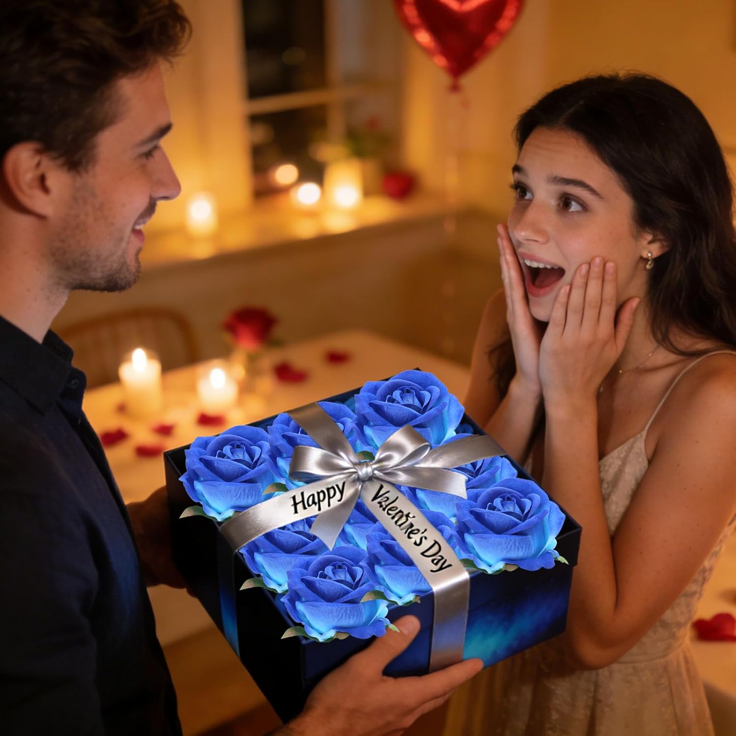 Roses Artificial Flowers, Fake Velvet Silk Roses with Stems for Indoor Outdoor Decor, Realistic Roses in Bulk for Wedding Centerpiece Party, Valentines Birthday (24,Blue) - Image 3