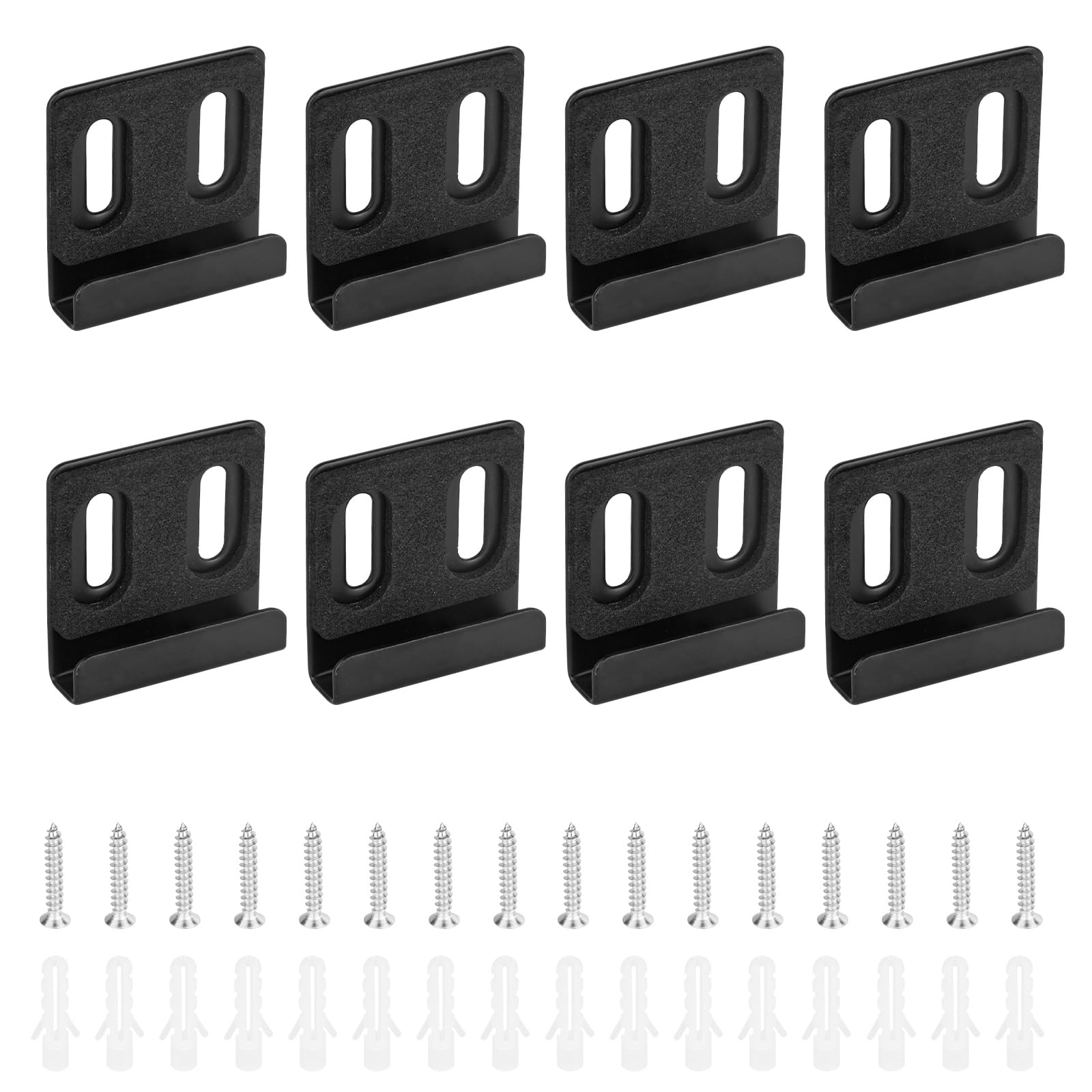 Diakey 8 Pieces Heavy Duty Mirror Clips Hanging Kit, Mirror Hanger Holder, Frameless Wall Mounting Bracket Hardware for Picture Frames, Billboard, Black