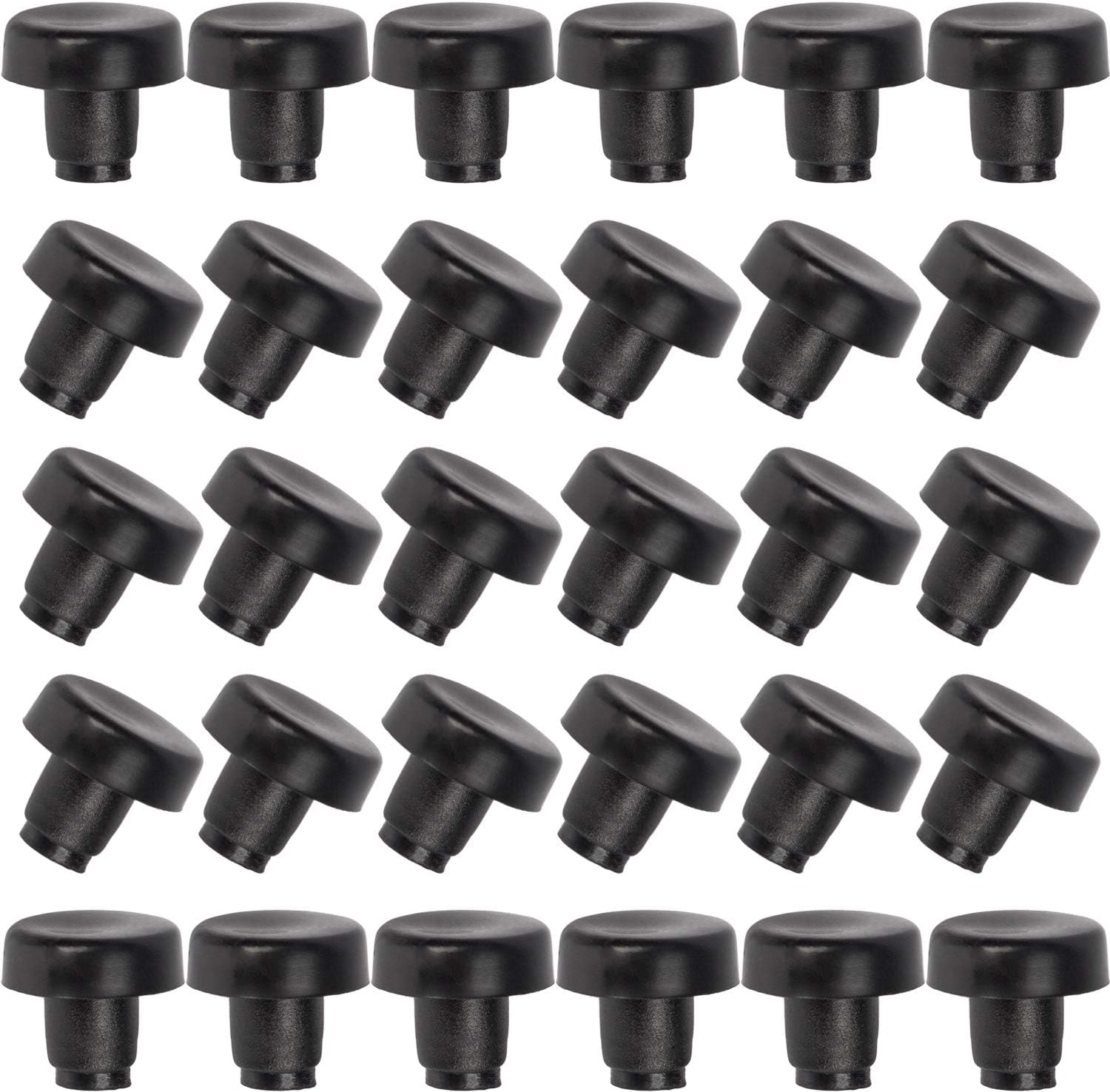 ANCIRS 30 Pack Glass Top Table Bumpers with Stem, Black Rubber Grippers