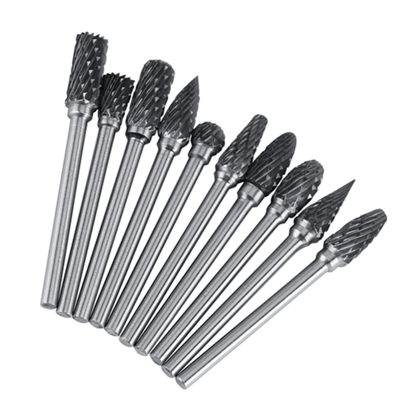 Jeu de Fraises Carbure 10 Pièces Tête 3mm Tige 6mm Double Cut en Acier Tungstène pour Gravure Métal Polissage Découpage Artisans Ateliers Bricolage Professionnels