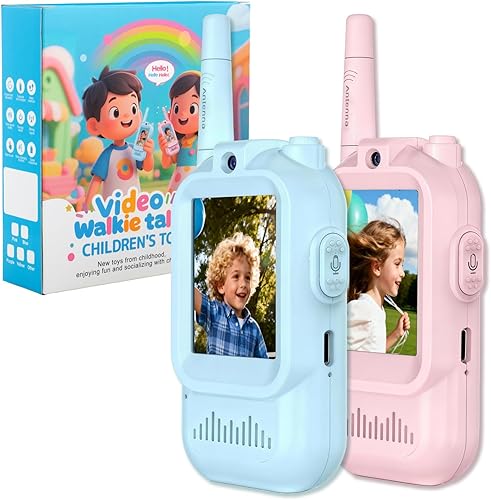 Miniatura 11 de Walkie Talkie de video para niños, juguetes de cumpleaños para niños de 3 a 12 años, 11 canales, juguete de radio de 2 vías para interior y Azul +