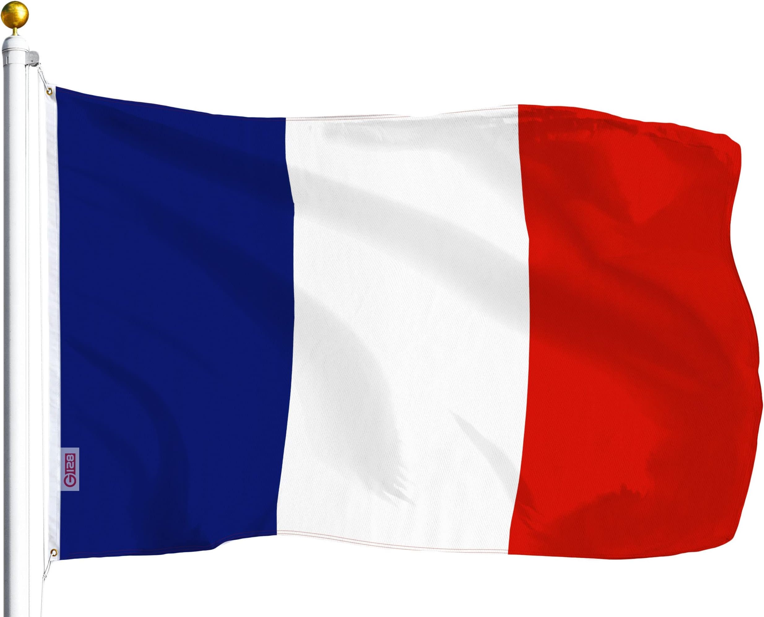 G128 France French Flag | 3x5 Ft | LiteWeave Series Printed 100D Polyester | Country Flag, Vibrant Colors, Brass Grommets