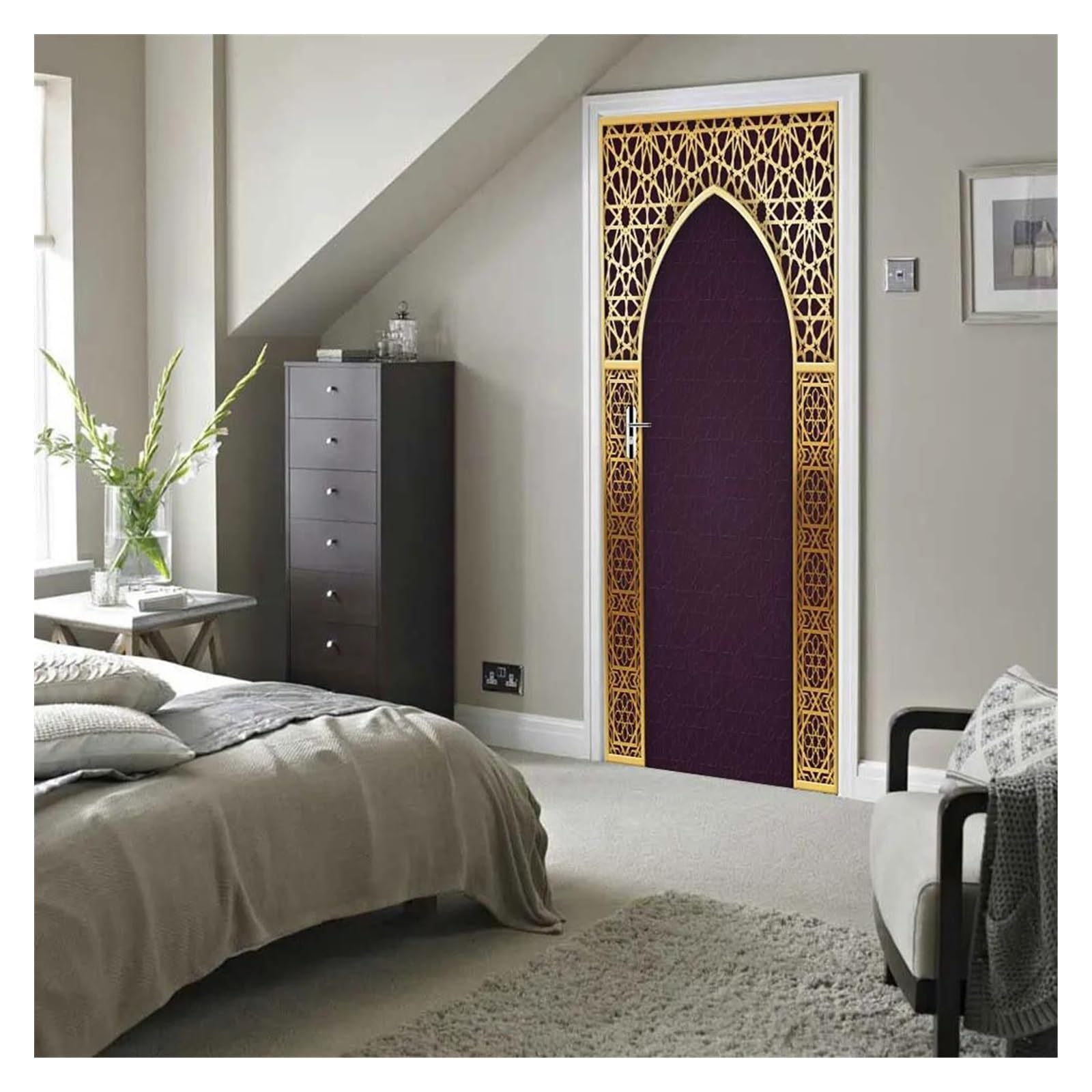 Sticker de porte musulmane pour masquer les imperfections avec un autocollant artistique de maison