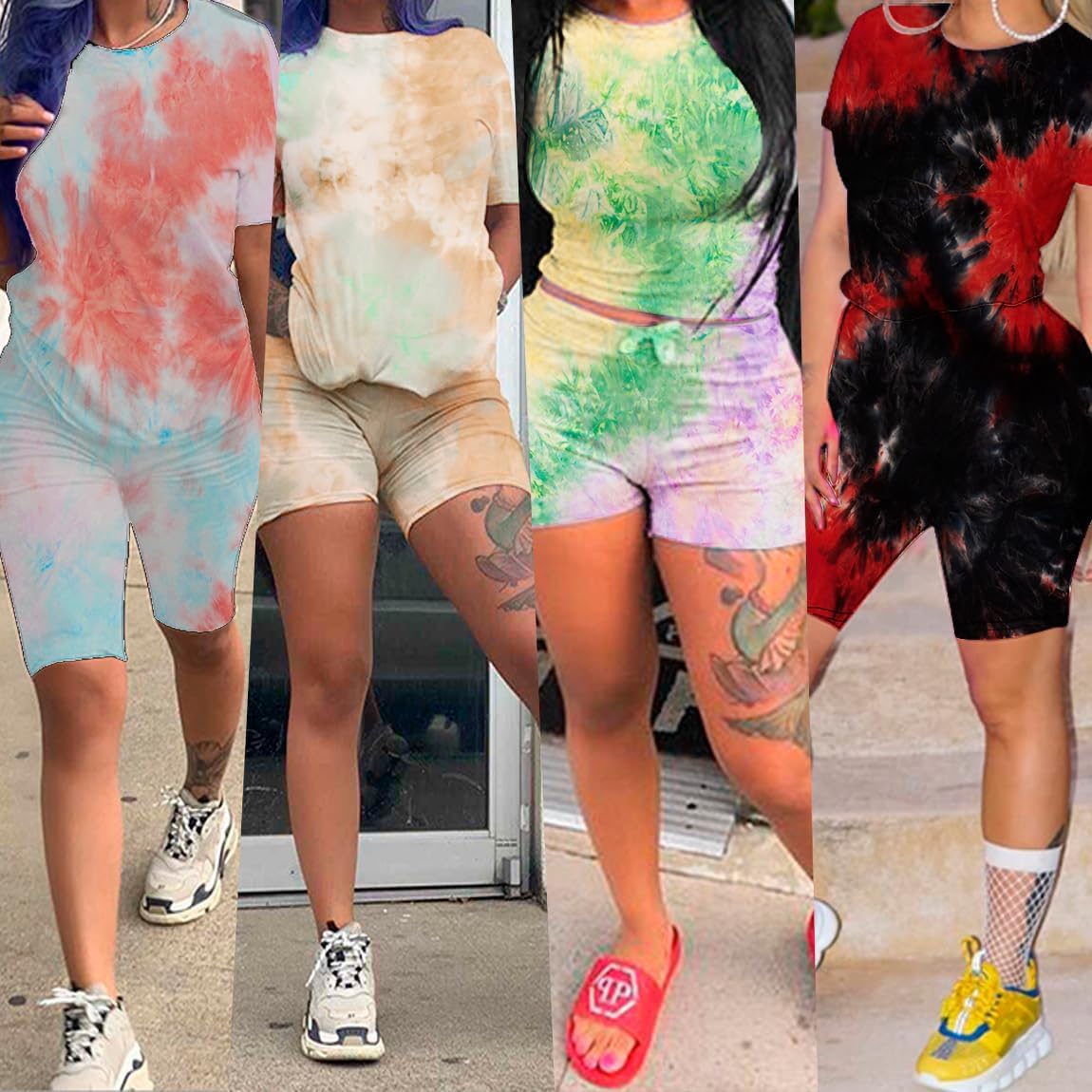 KINIKO Women's 2 Piece Casual Fashion Sports Solid Color Suit short Sleeve top and Pants Set Sweatshirt - Image 4