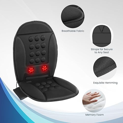 Miniatura 7 de COMFIER Cojín de asiento de masaje con calor, masajeador de espalda de vibración para silla, almohadilla de silla de masaje con luz roja,
