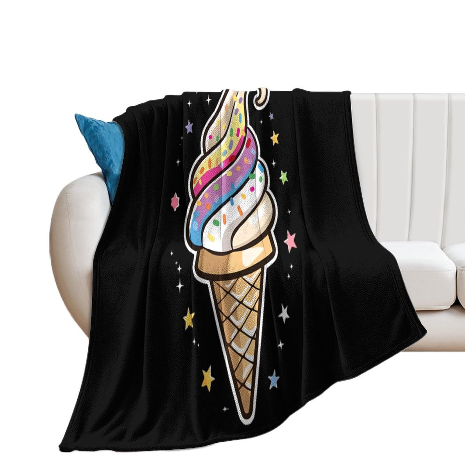 Magic Ice Cream Cone Soft Flannel Blanket Throw Fashion Plush Blankets Lightweight Throws for Couch Bed 60