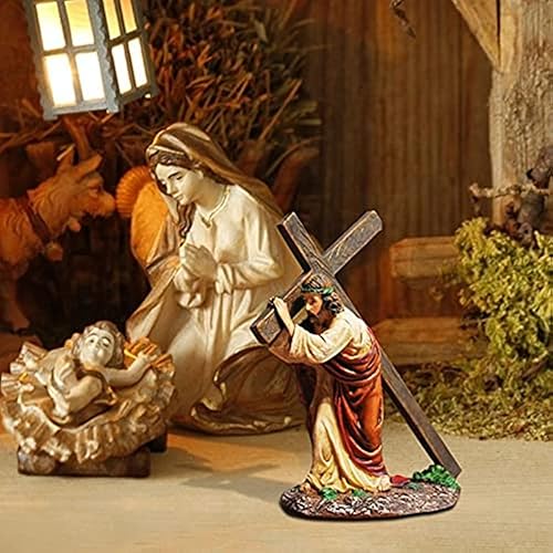 Miniatura 6 de Figura de cruz de Jesús de 4.7 pulgadas de alto, adorno de Jesús, decoración de iglesia, figura de resina, regalo cristiano para el hogar, oficina,