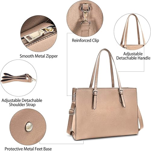 Miniatura 7 de Bolsa para laptop para mujer de 15.6 pulgadas, bolsa de piel, bolsa de trabajo