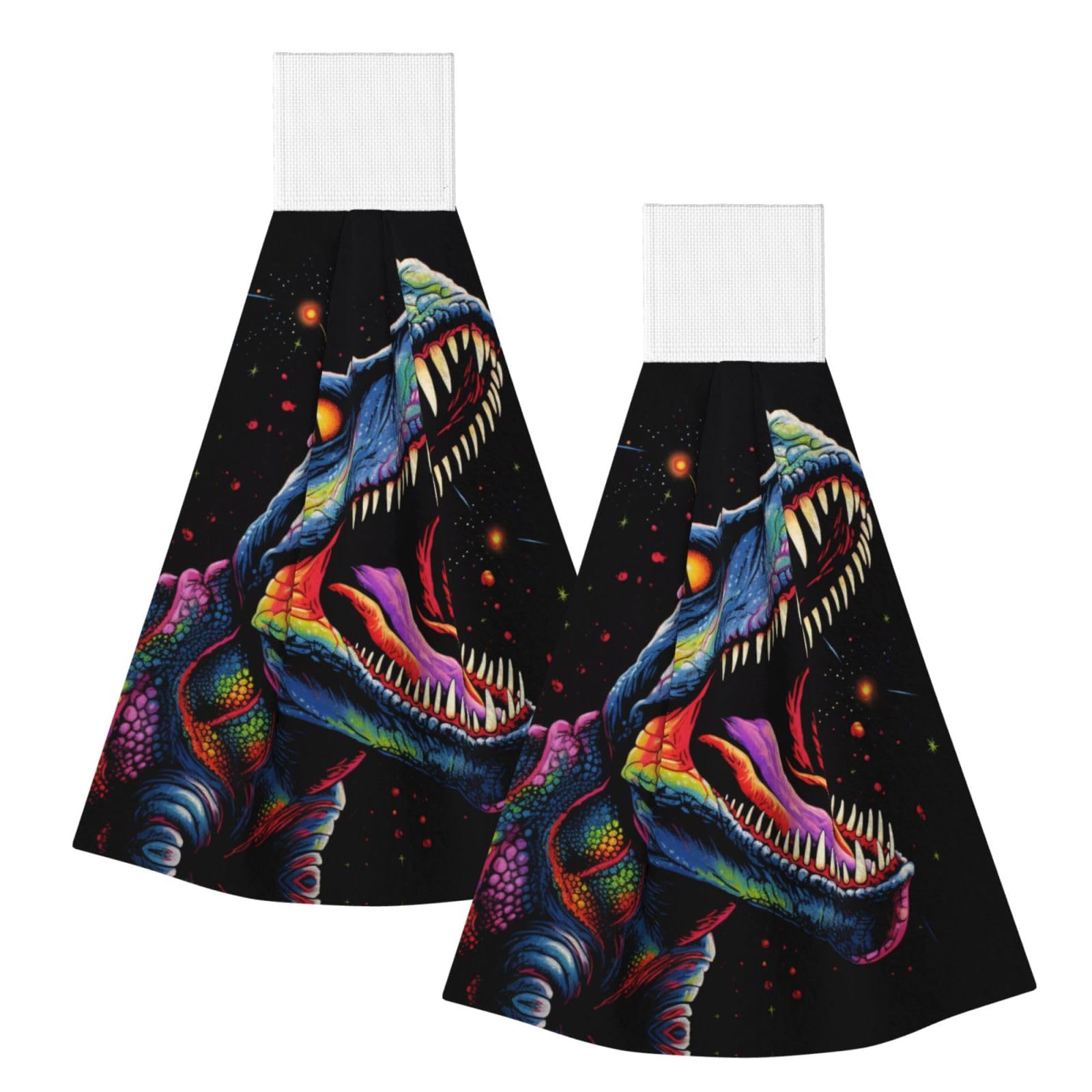Neon Tyrannosaurus Rex Highly Absorbent Dish Towels Soft Coral Fleece Wipe