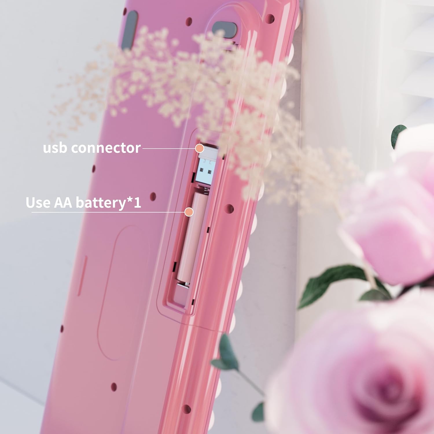 UBOTIE Colorful Bluetooth 100Keys Keyboards, Wireless Compact Rainbow Gradual Colors Retro Typewriter Flexible Keyboard for Tablet, Cellphones, PC(Rosy Gradient)