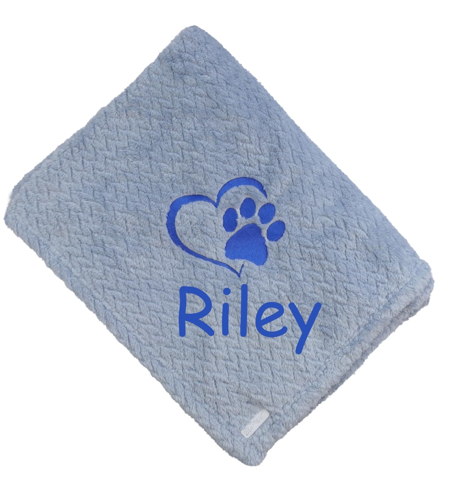 The Pyjama Party Personalised Dog Blanket, Fleece Throw with Embroidered Name, Paw Heart Design, 100x70 cm (Dusky Pink)