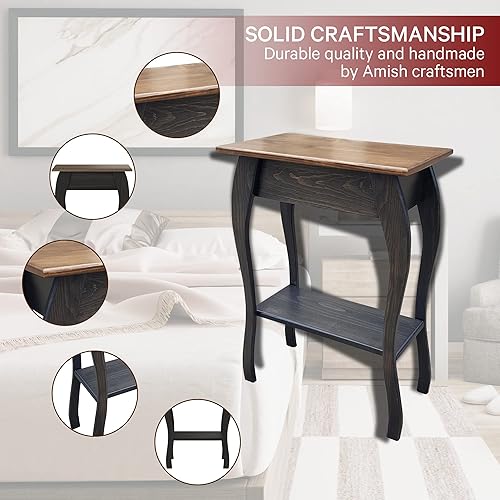 Miniatura 11 de Peaceful Classics Amish - Mesa auxiliar delgada hecha a mano para sala de estar, dormitorio, entrada y pasillo, mesa auxiliar delgada y estrecha con