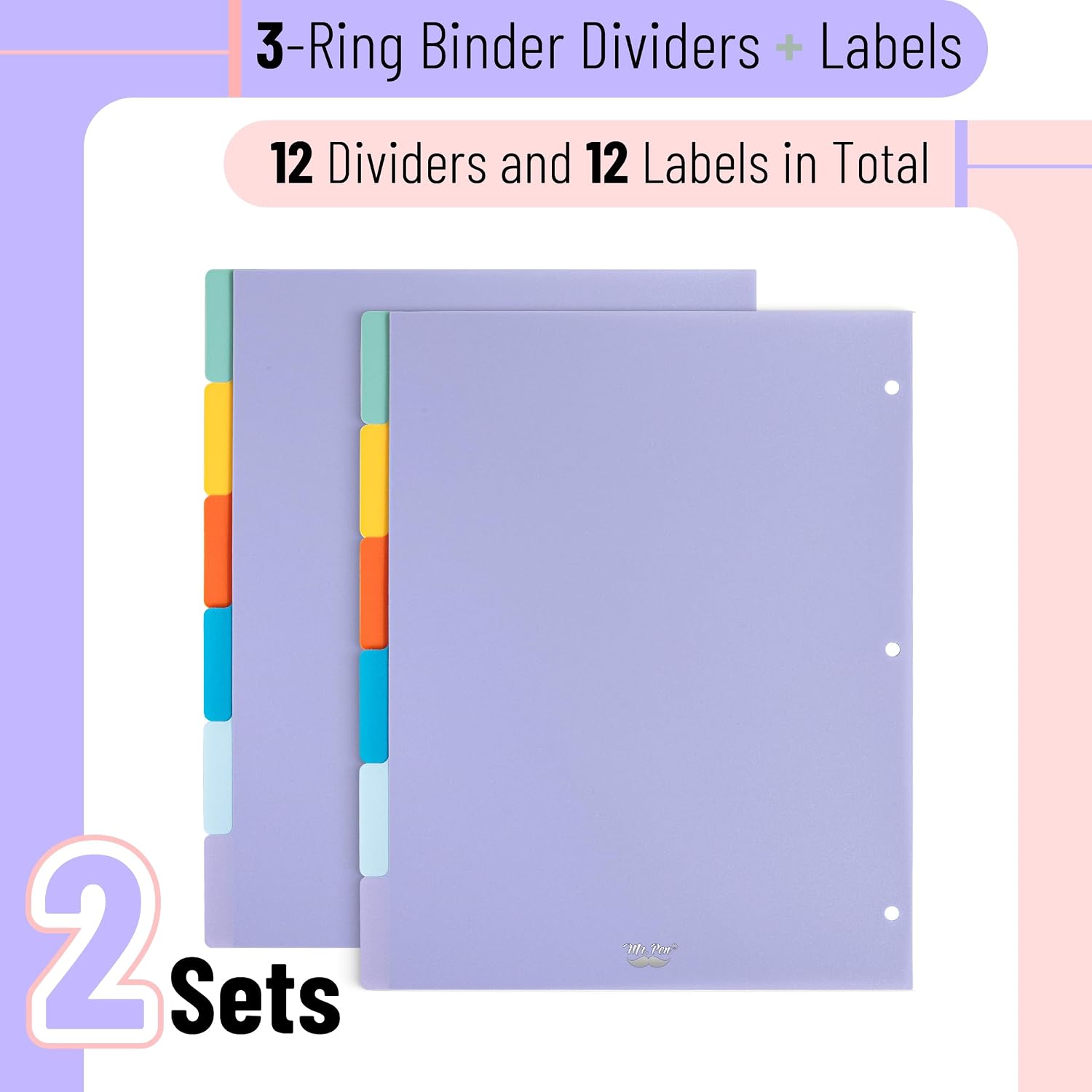 Mr. Pen- Dividers for 3 Ring Binder, 2 Sets, 6 Pack/Set, 12 pcs image 2