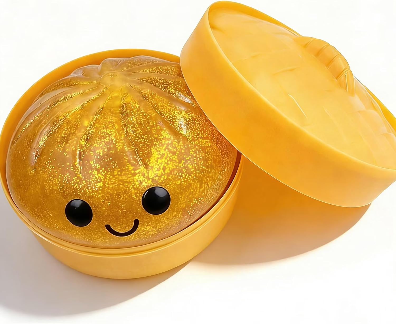 Upgrade Glitter Dumpling - Dumpling Squishy Glitter, Dumplings Stress Ball for Playing, Party, Alone (Yellow)