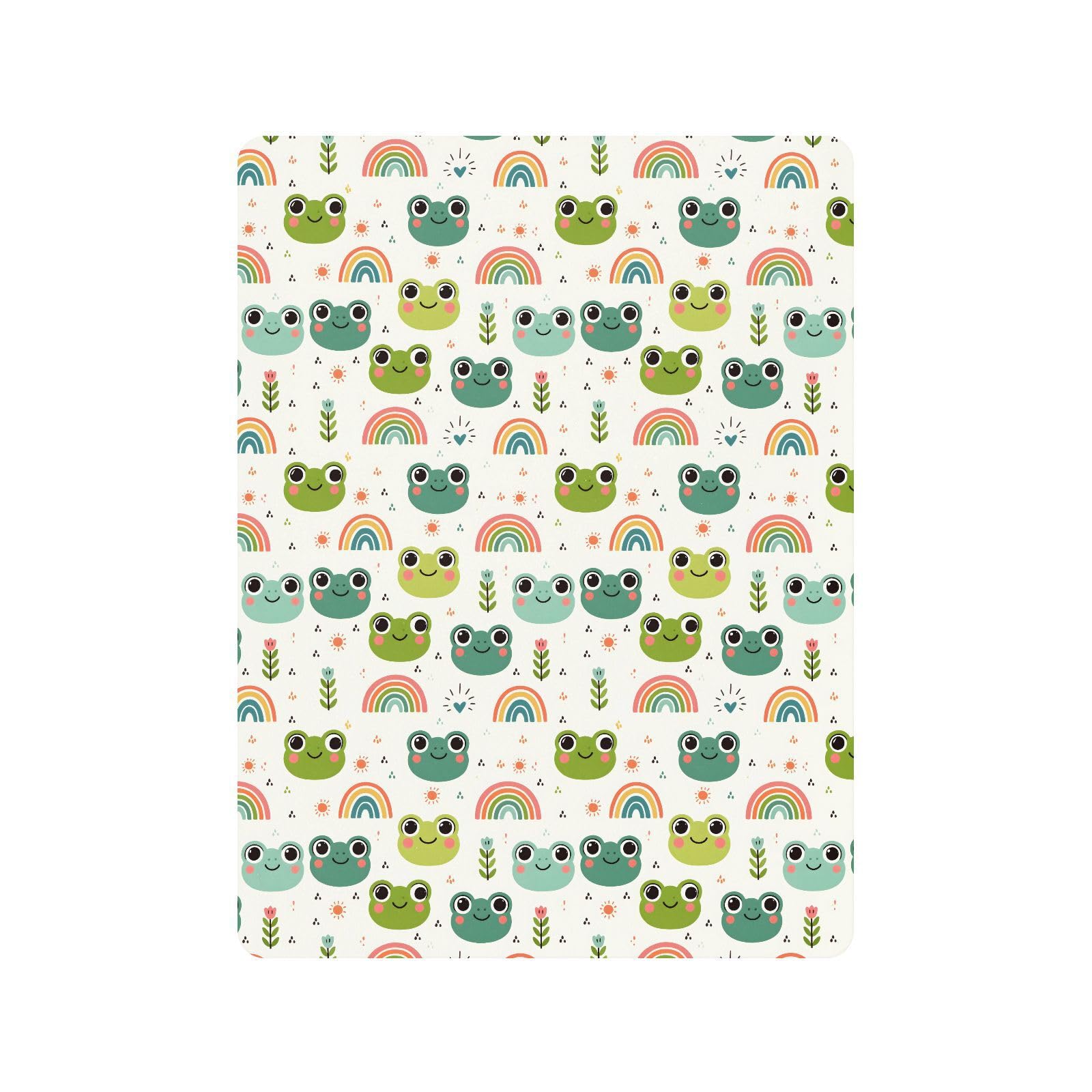 Babybettlaken mit niedlichem Froschkopf, Regenbogenfarben, für Jungen und Mädchen, weiche Standard-Matratze, Spannbetttuch, 71,1 x 132,1 cm