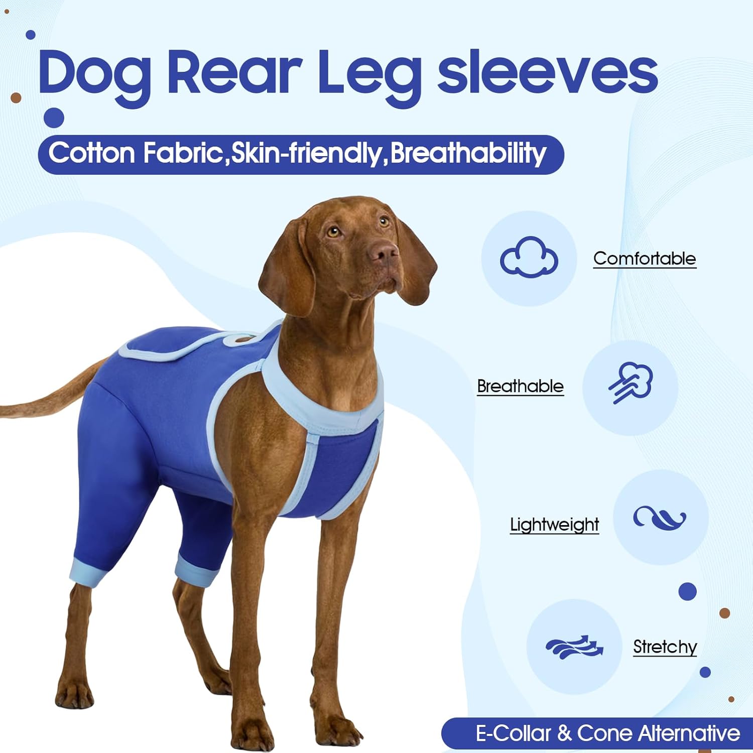 IDOMIK Recovery Suit for Dogs Hind Legs|Dog Surgery Suit for Female Spay Male Neuter,Dog Leg Sleeve to Stop Licking Rear Legs,Long Sleeves Wound Cover Onesie Shirt for Dogs,Cone Collar Alternative
