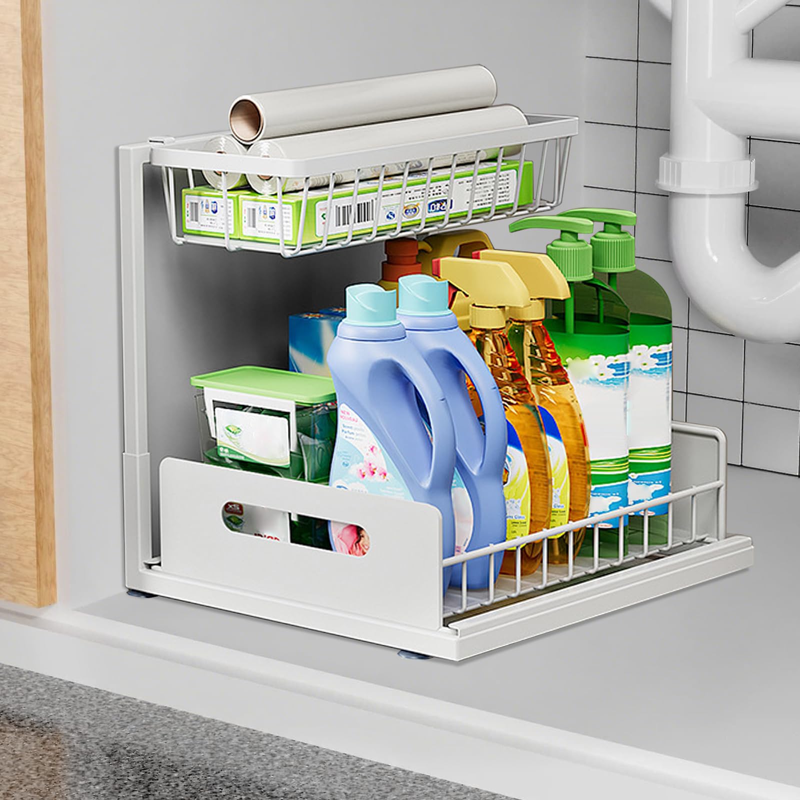 Under Sink Storage, 2 Tier Pull Out Cabinet Organizer
