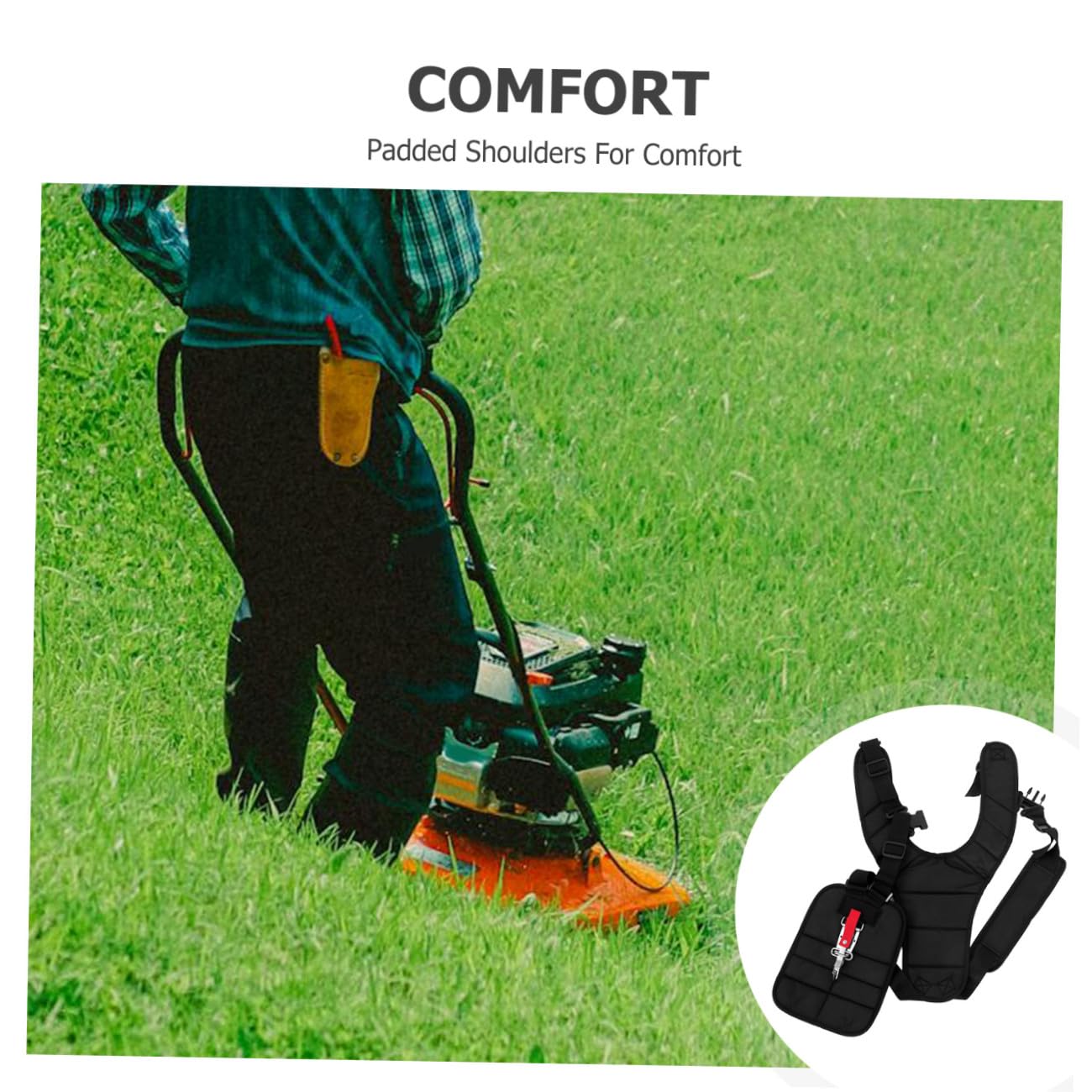 Mikikit Correa para Desbrozadora de Hombro Doble Acolchada de Nylon Negro | Cinturón Hebilla en Cintura, Compatible Brush Cutter y Strimmer, para Recorte de Hierba