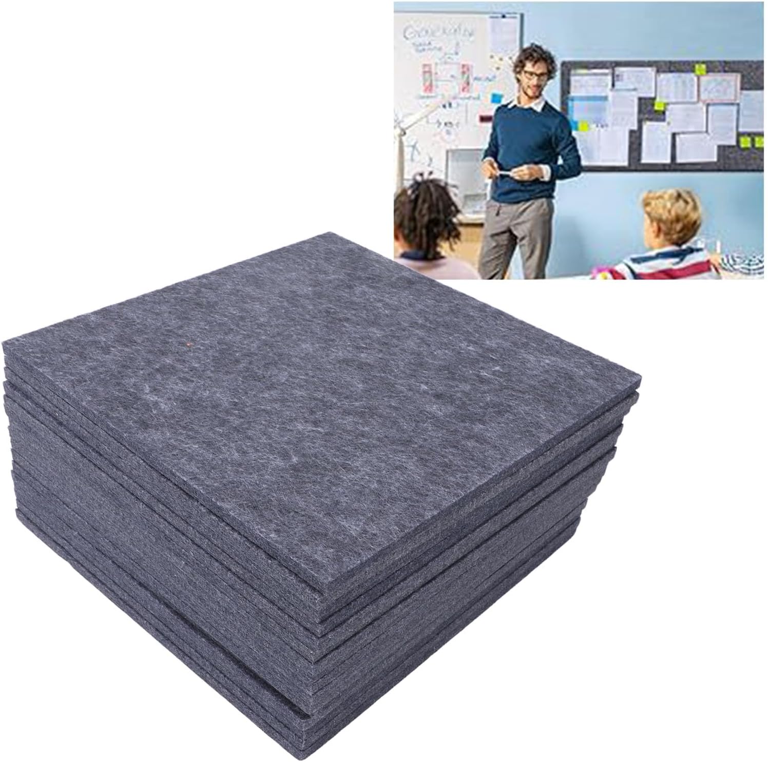 16 Pcs Felt Bulletin Board, 11.81 X 11.81in Decorative Picture Framed Display Board, Felt Wall Tiles with Removable Adhesive Tabs for Home School Office