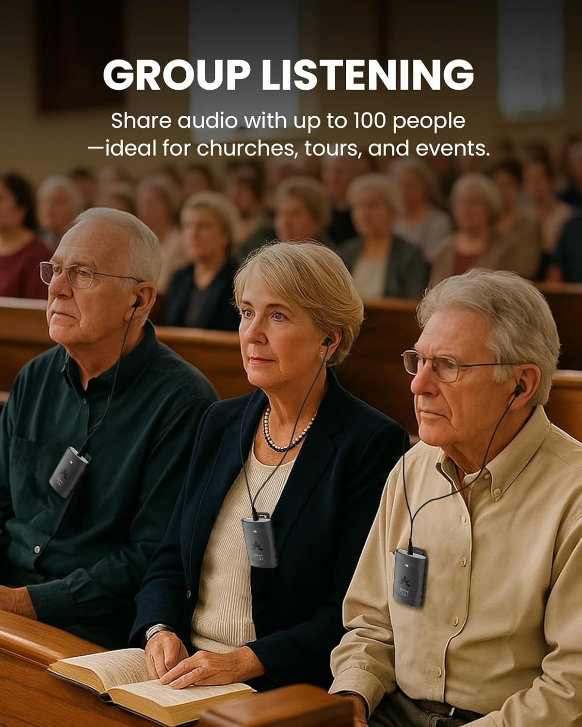 Avantree Audiplex M3 with 3 More Add-on Receivers Bundle – Multi-Channel Assistive Listening System for Church Translation & Classroom, Superior Sound & Low Latency, 328ft Range