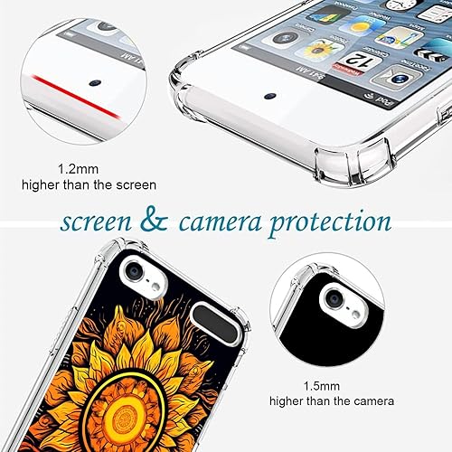 Miniatura 4 de SHENCANG BLUE Case for iPod Touch 567 Clear Bumper with Designer Mandala-Art cc41 Pattern Clear Frame Slim Transparent Soft TPU Shock-Proof Four