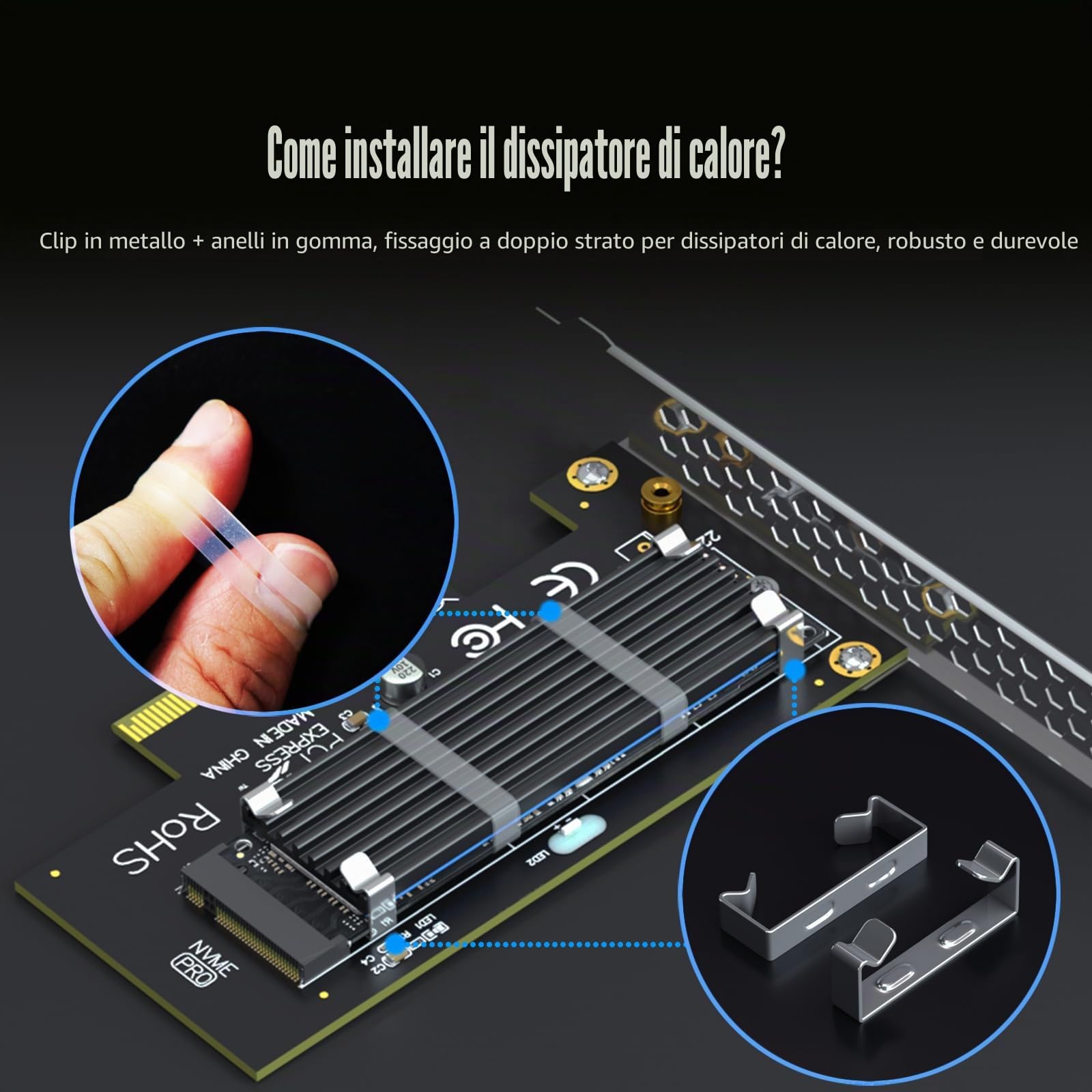 GLOTRENDS PA09-HS Adattatore da M.2 NVMe a PCIe 4.0 X4 con dissipatore M.2 per 2280/2260/2242/2230 SSD M.2 NVMea