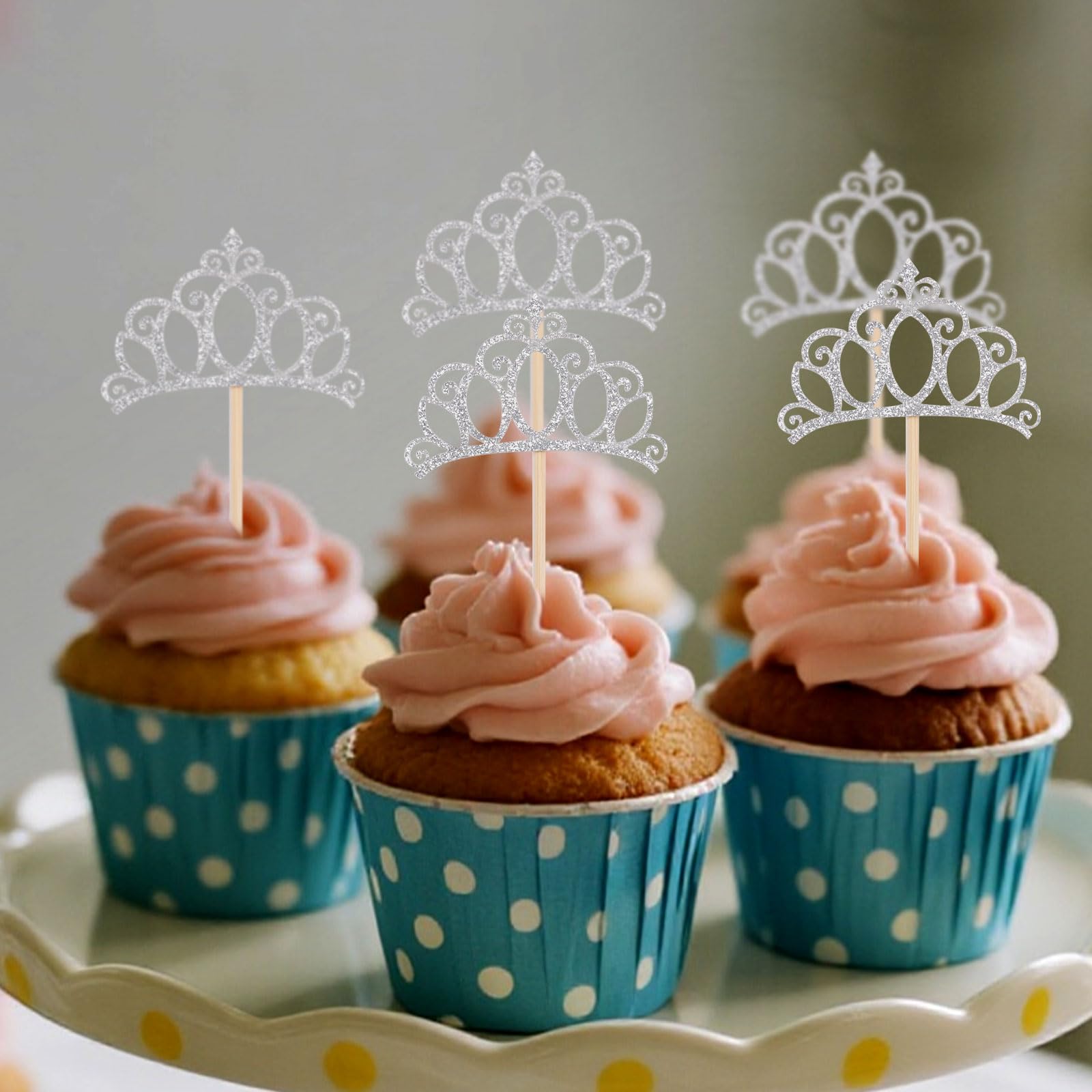 48 Stück Cupcake-Topper Mit Krone – Glitzerndes Prinzessinnen-Deko Für Geburtstag, Baby-Party Oder Hochzeit