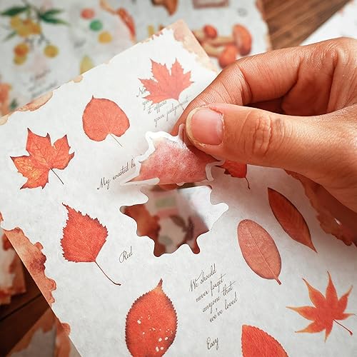 Miniatura 4 de Dizdkizd Calcomanías botánicas para álbumes de recortes, 760 calcomanías de vegetación Washi para adultos, libro de calcomanías de naturaleza