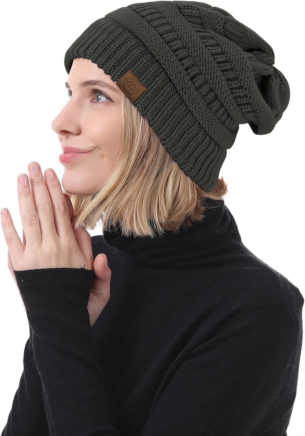 Beanies Women Satin Lined Beanie Winter Hats for Women Silk Lined Slouchy Beanie for Winter Warm Knit Cuffed Beanie Hat - Image 6