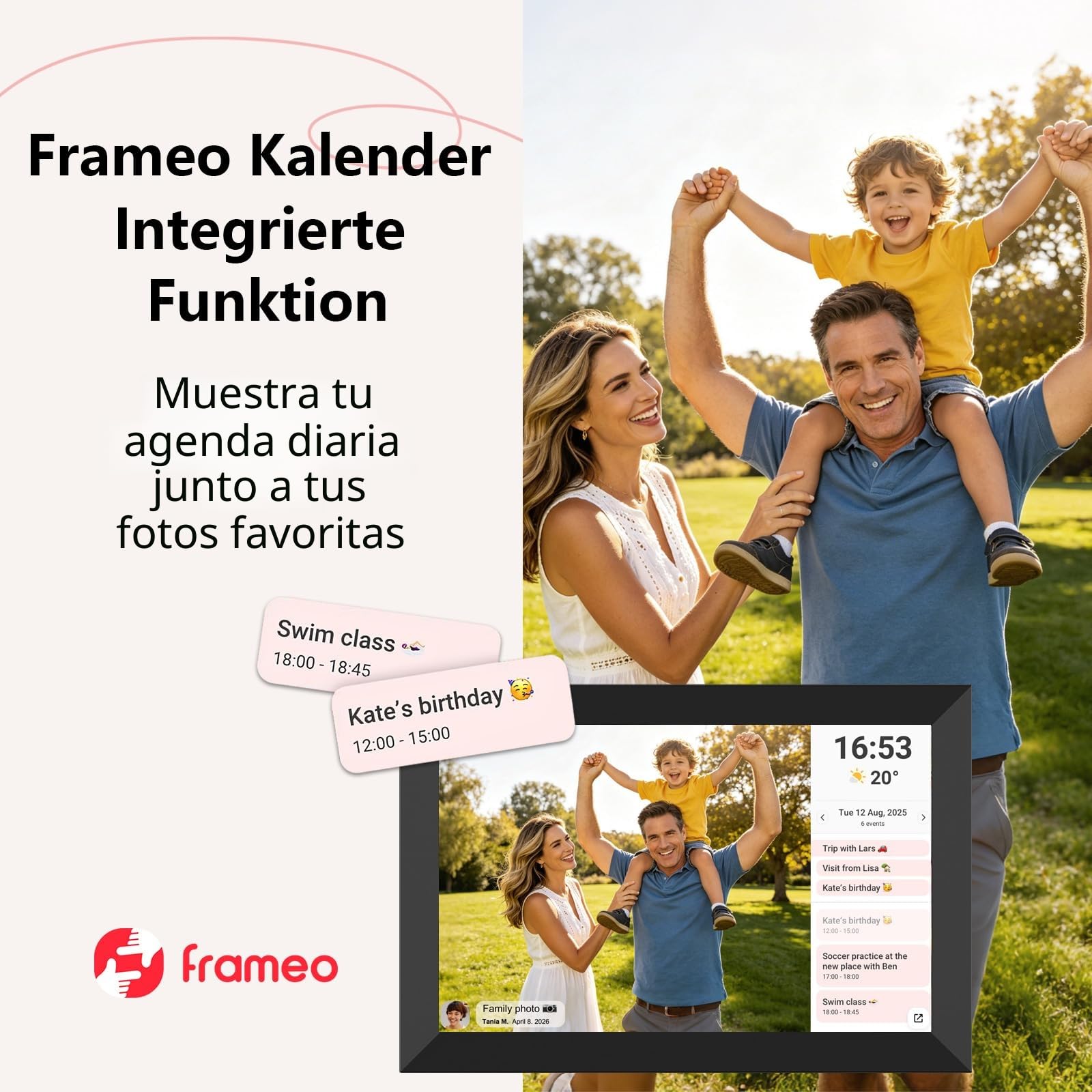 dxmart FRAMEO - Marco de fotos digital WiFi de 32 GB, pantalla táctil LCD WXGA IPS de 10.1 pulgadas, marco de fotos inteligente en la nube con rotación automática, momentos compartidos a través de la
