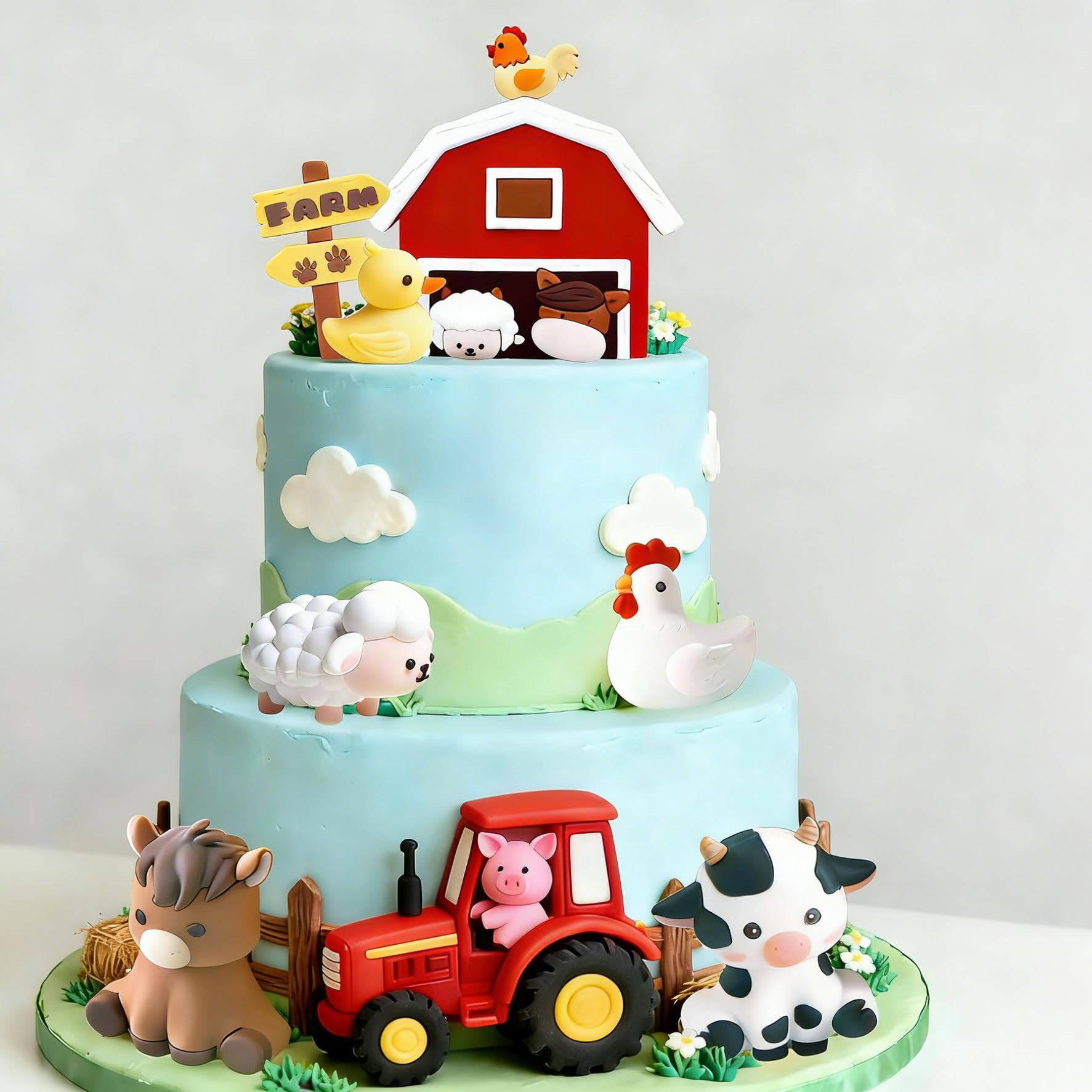 JeVenis Farm Animal Cake Decoration Sheep Cake Topper Farm Animal Birthday Decoration Cow Cake Decoration Pig Cake Topper for Farm Animal Baby Shower Birthday Party Decorations