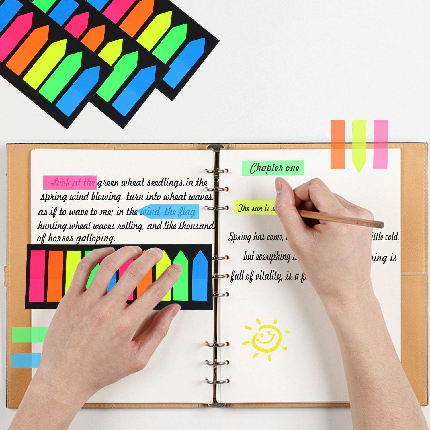 1600 Pieces Small Sticky Tabs Arrow Index Tabs for Note Classification Colored Page Markers