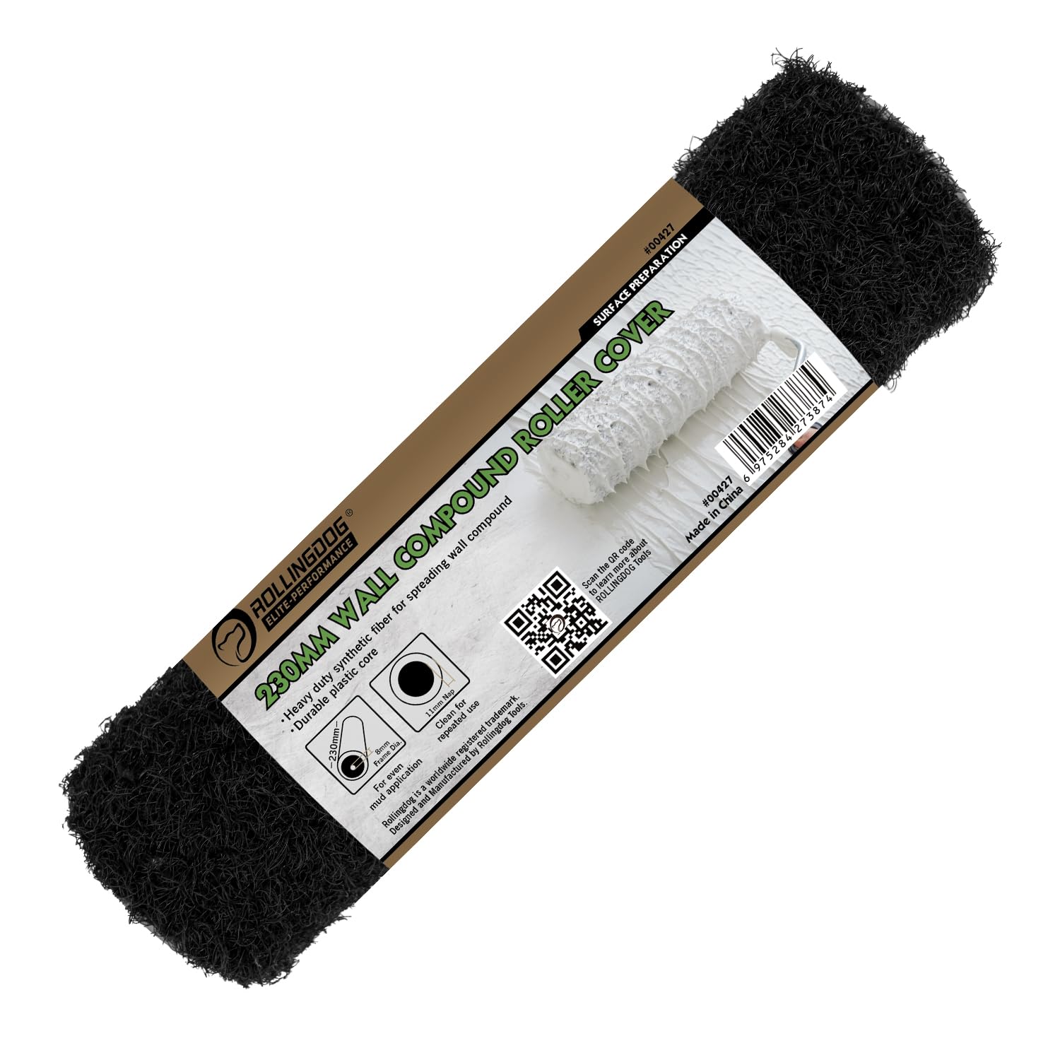 ROLLINGDOG 9 Inch Drywall Skimming Roller Set, Includes 8mm Frame & 2X 230mm Compound Covers - Image 4