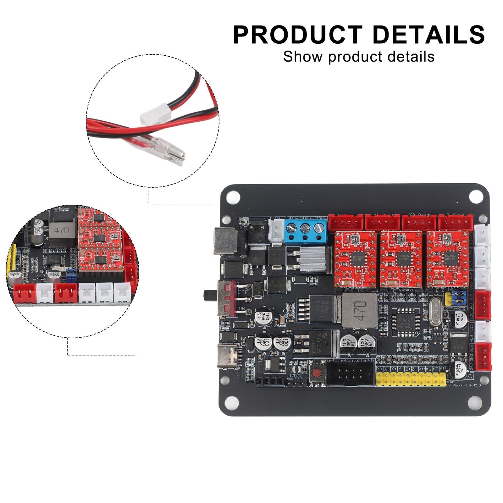 32 bits para placa controladora GRBL, controlador CNC de doble eje Y para enrutadores 3018/2418/1610 con soporte de motor paso a paso A4988 e interruptores de límite
