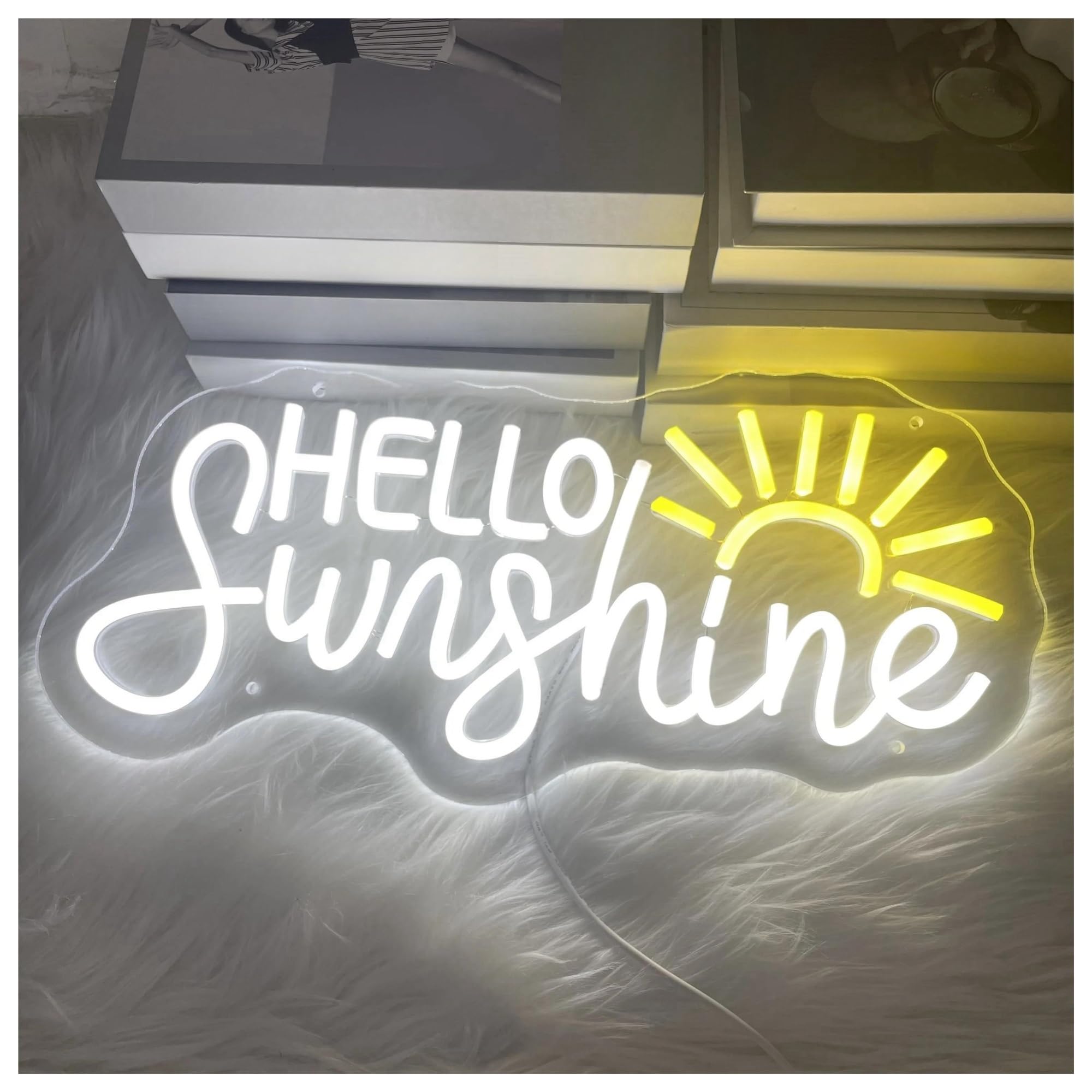 luoliang Illuminazione al neon Hello Sunshine per insegne al per neon alimentate tramite per regolabili 20cmx38cm