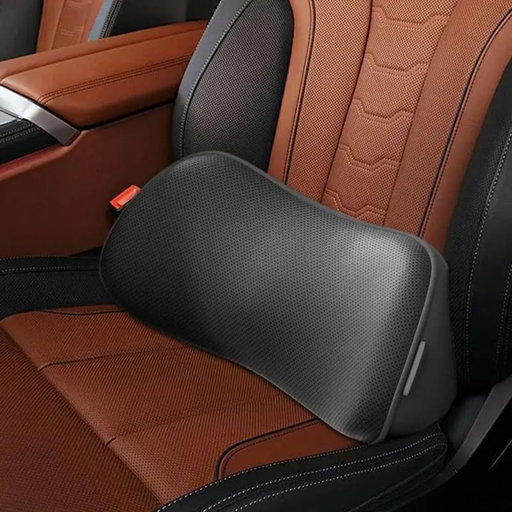 Cojín lumbar para coche, 39 cm, antideslizante, ergonómico, color negro