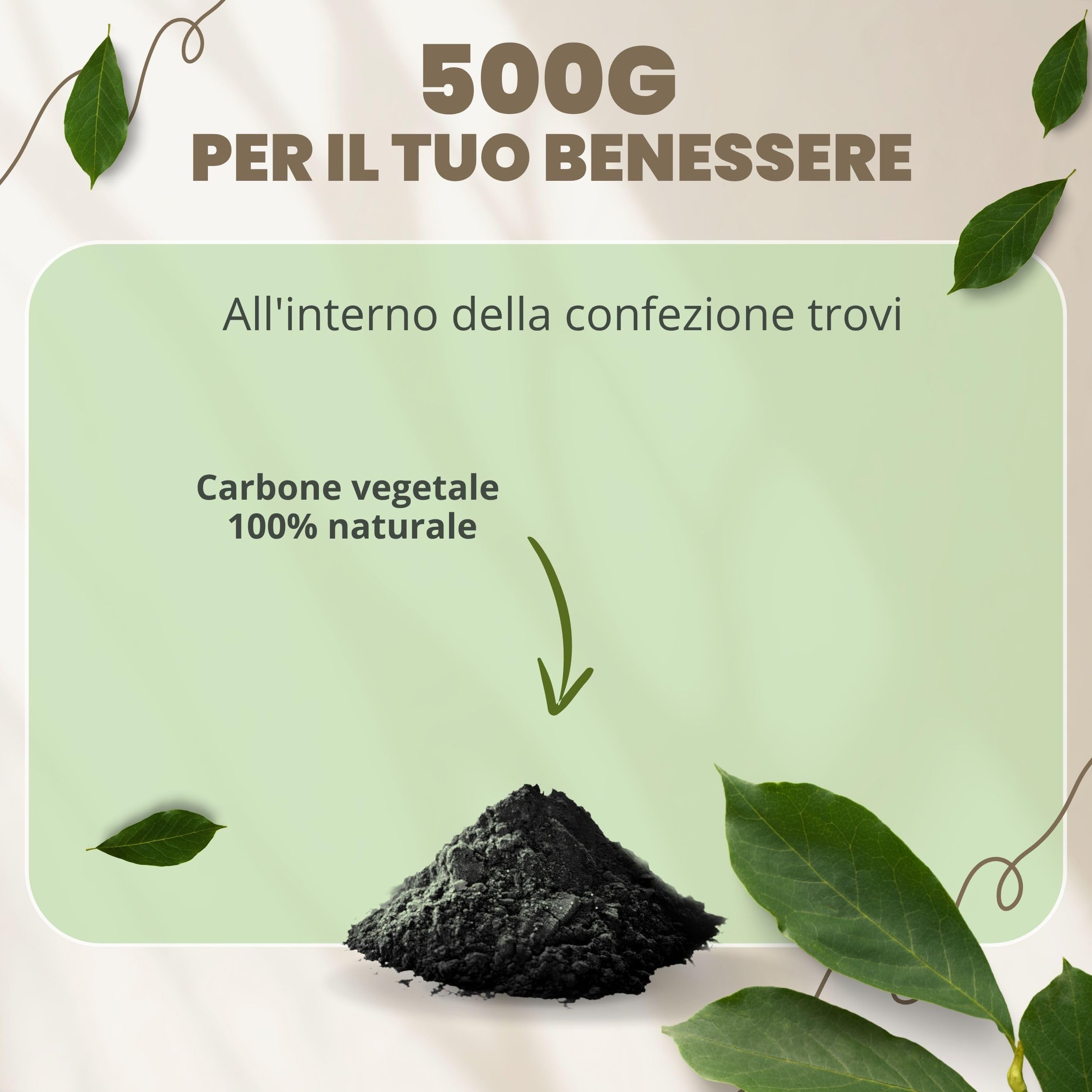 Carbone Vegetale 500 g - Polvere Effetto Anti Gonfiore