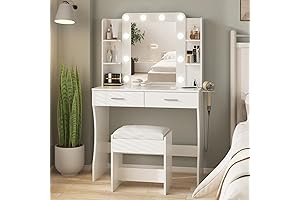 Girls Vanity Set with Mirror, Stool and Lights