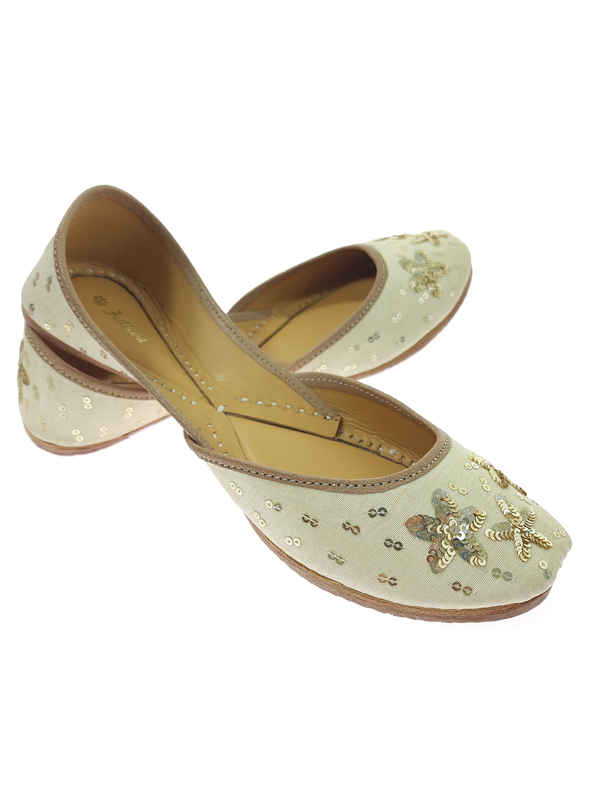 Women's Scilla Genuine Soft Leather Embroidered Jutis | Bite and Pinch Free Jutti | Punjabi Formal Juttis | Girl's Wedding Flat Ladies Mojari | Formal Ethnic Juti |-image-10